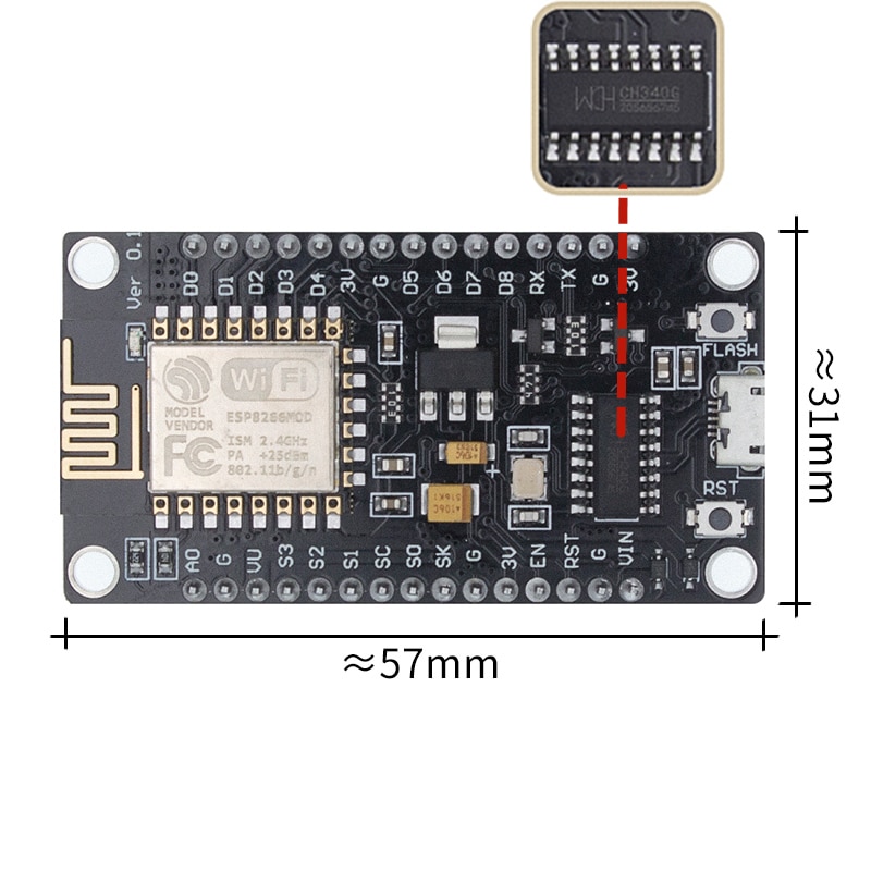 Mô Đun Phát Wifi Không Dây Ch340 / Cp2102 Nodemcu V3 V2 Lua Esp8266 Esp-12E Kèm Ăng Ten