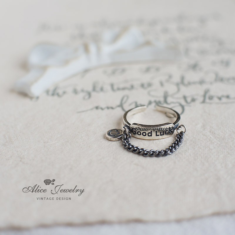 Nhẫn phối mặt hình mặt cười phong cách Hip hop cá tính