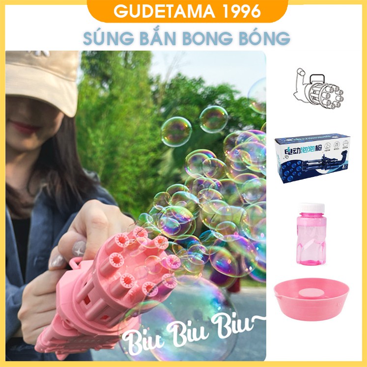 Súng bắn bong bóng xà phòng 8 nòng 18 nòng siêu mạnh đầy đủ hộp và phụ kiện