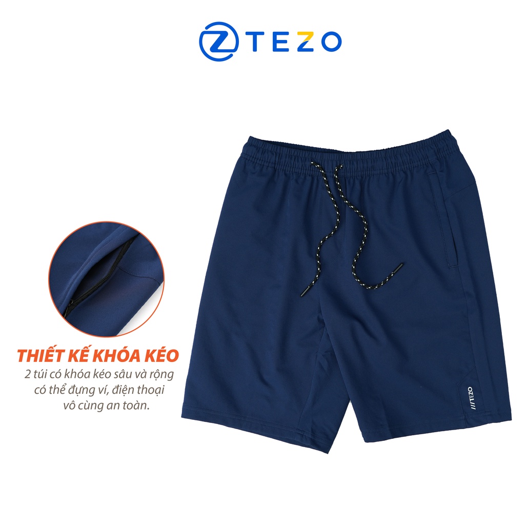 Quần sooc gió nam Tezo có túi thẳng hoạ tiết in sườn dáng thể thao cơ bản năng động 2204QDGB02
