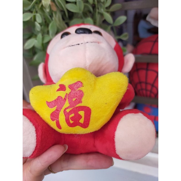 Gấu bông khỉ thần tài ôm đỉnh vàng, hình thật kèm clip 🥰