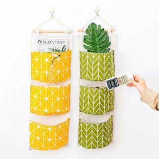 Túi vải bố đựng đồ treo tường treo đồ vintage 3 ngăn đựng đồ decor trang trí nhà cửa