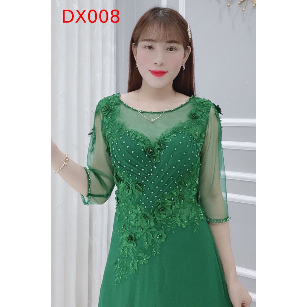Đầm Nữ Thiết Kế Dạ Hội Đính Hoa Cao Cấp - Váy Đầm Trung Niên 2022 - DX008