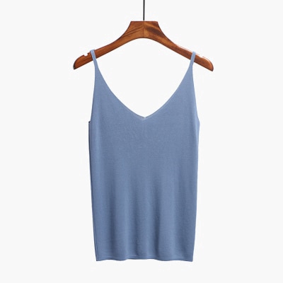 Áo Tank Top Dệt Kim Sát Nách Thiết Kế Cổ Chữ V Khoét Sâu Quyến Rũ