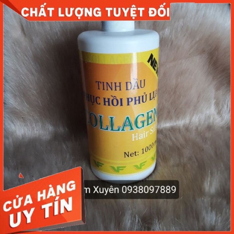 [FREESHIP] Tinh dầu serum phục hồi phủ lụa 1000ml pha hoá chất uốn duỗi nhuộm phủ bóng TVF màu vàng bảo vệ tóc bóng tóc