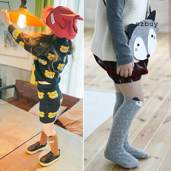 Tất Đầu Gối Chất Cotton Hoạ Tiết Chú Cáo Cho Bé Gái