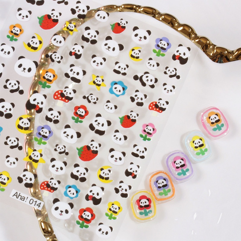 Sticker Dán Móng Tay Hình Gấu Trúc Hoạt Hình Dễ Thương