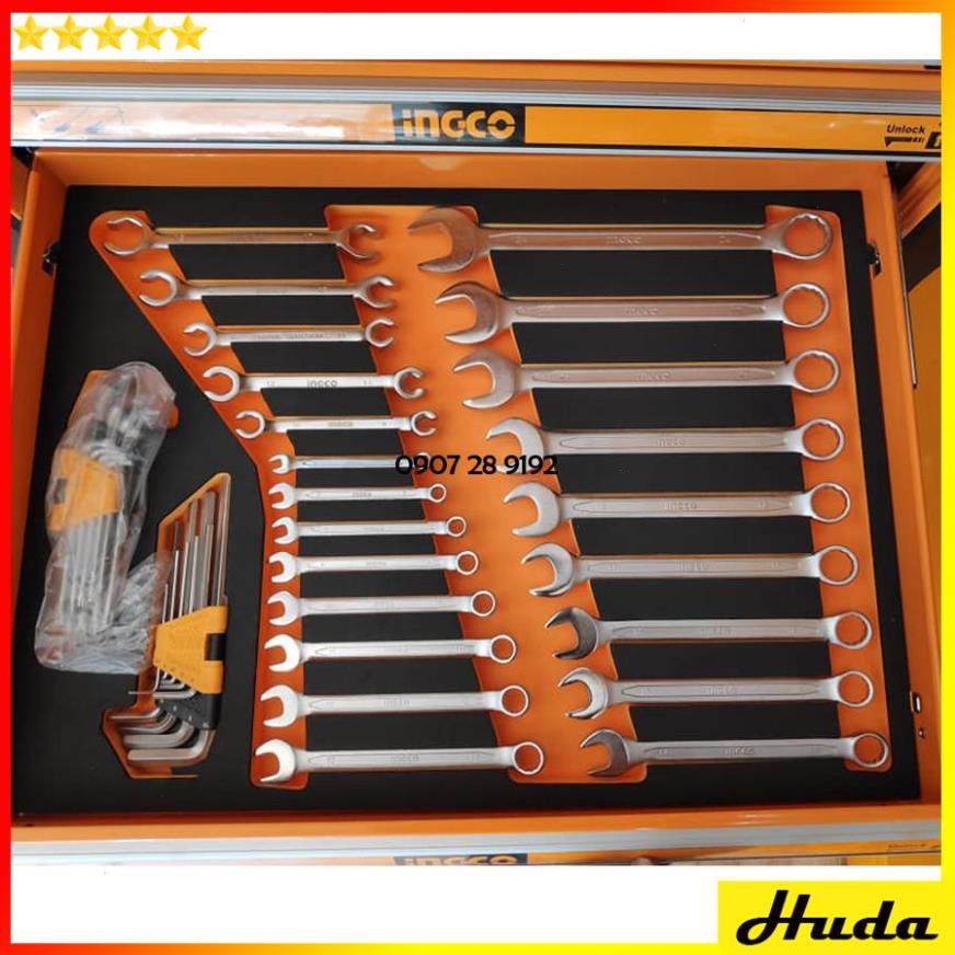 Bộ đồ nghề dụng cụ công cụ đa năng đựng trong tủ kéo bánh xe 162 món Total Ingco 1234