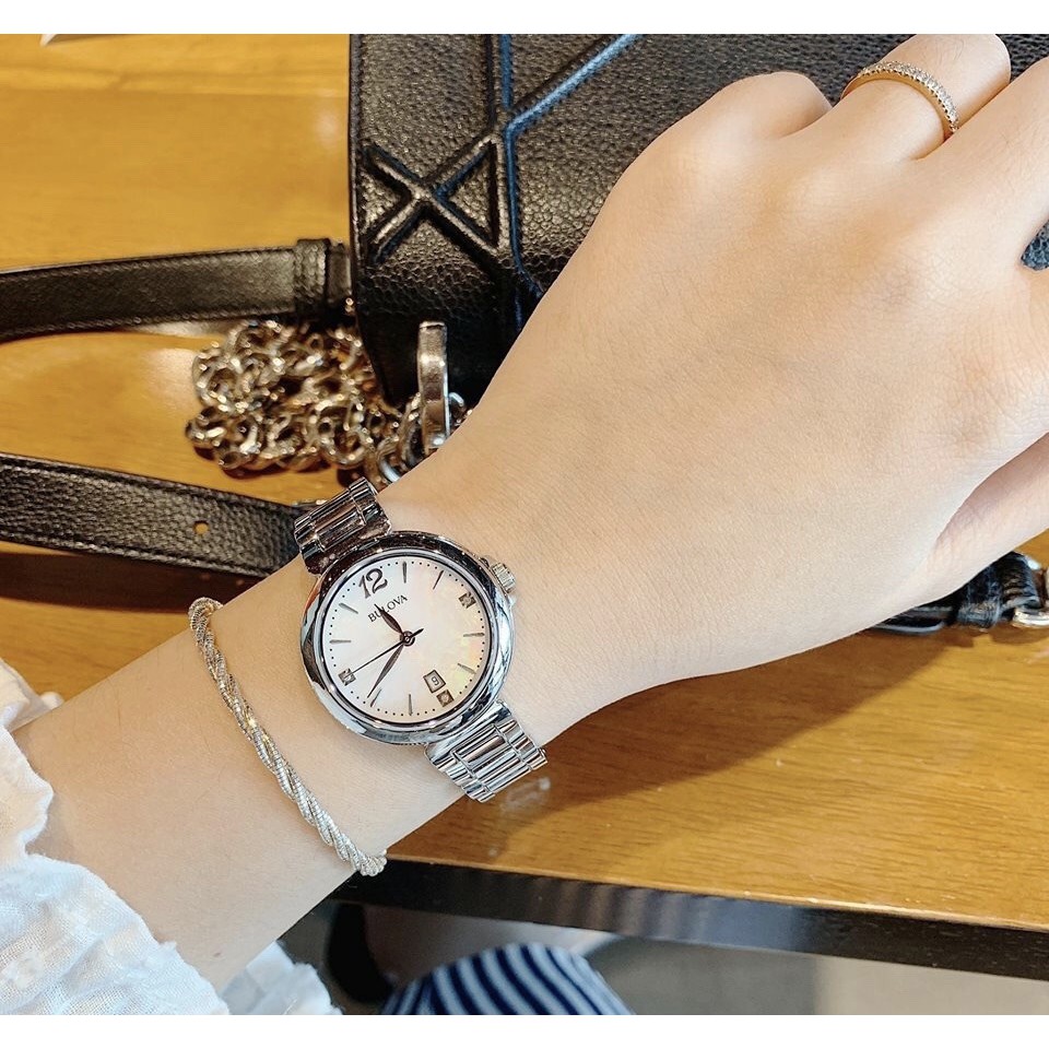 Đồng Hồ Bulova 96P149 Diamonds Nữ Kính Sapphire Dây Kim Loại