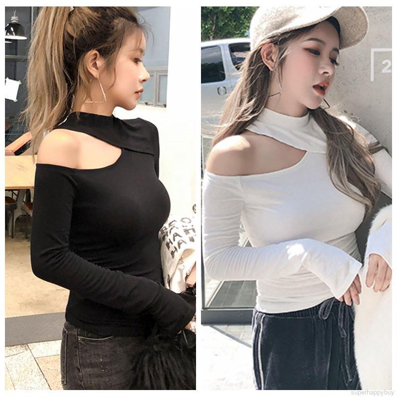 Áo thun tay dài hở vai quyến rũ cho nữ