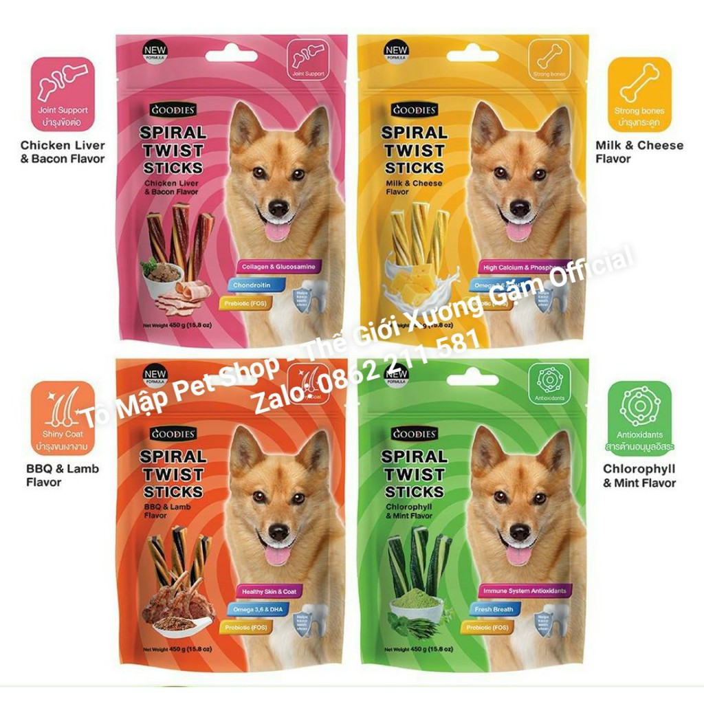 GOODIES SPIRAL TWIST XƯƠNG GẶM SẠCH RĂNG THƠM MIỆNG 450GR