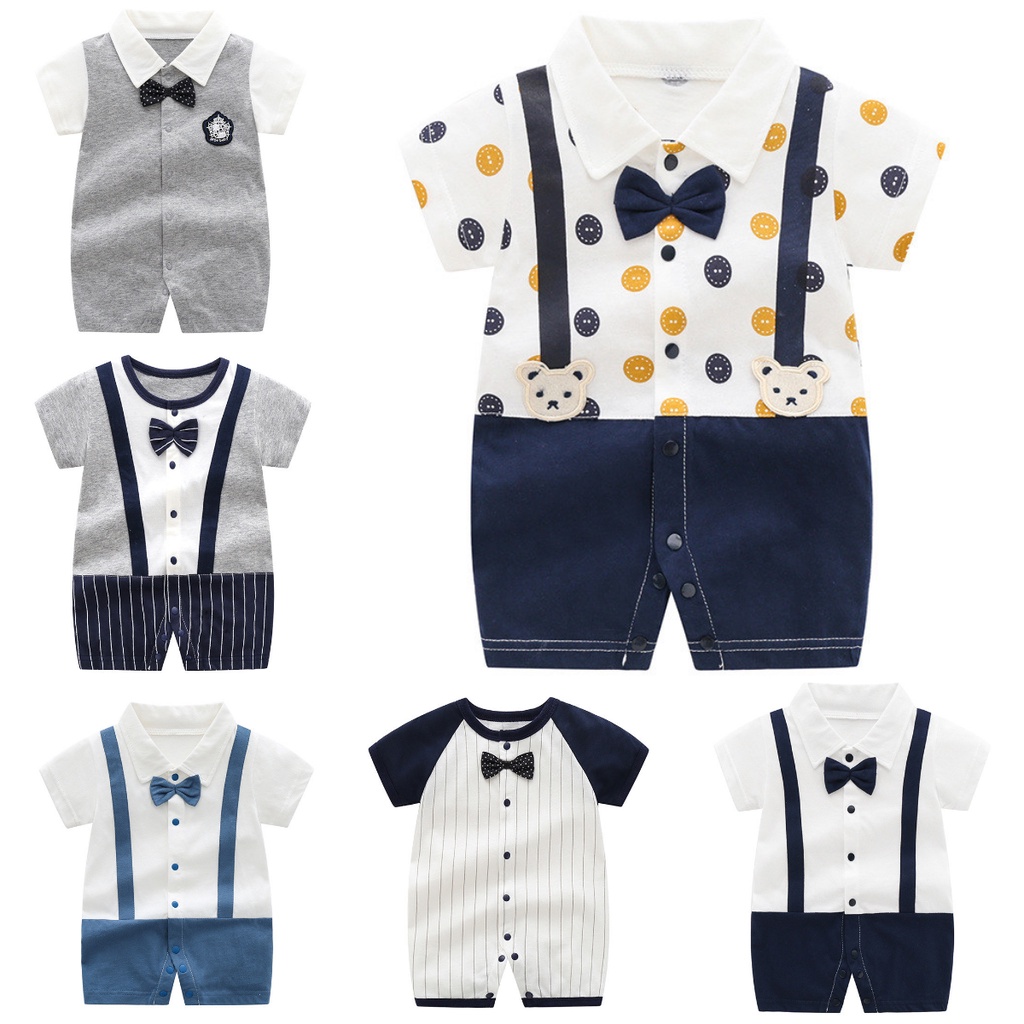 Áo Liền Quần Tay Ngắn Bằng Cotton Thời Trang Mùa Hè Cho Bé Trai 0-18 Tháng Tuổi