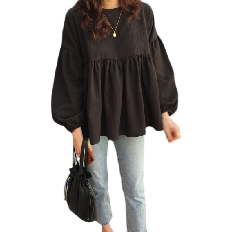 Áo Sơ Mi Tay Dài Phồng Dáng Rộng Phong Cách Hàn Quốc Ngọt Ngào Cho Nữ