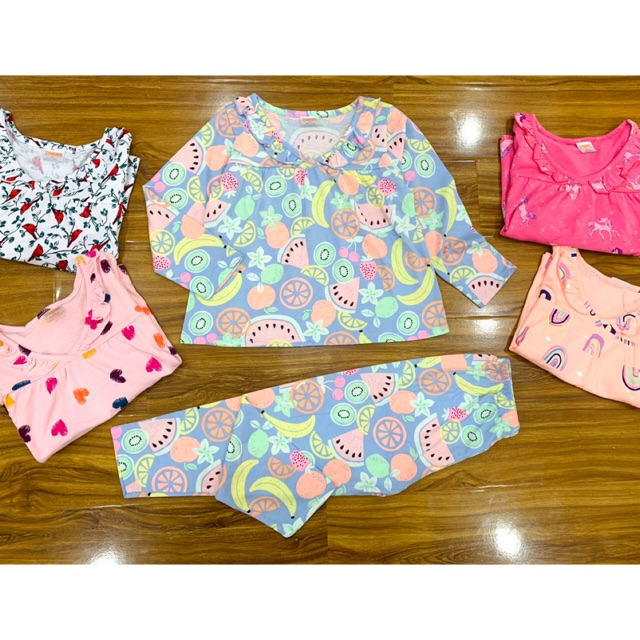 Bộ cotton dài tay bé gái 4-14T