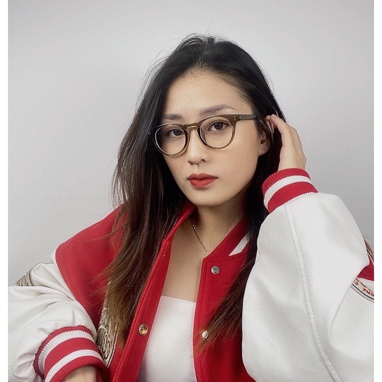 Kính đọc sách chống ánh sáng xanh, Gọng kính cận tròn nhựa sinh học cao cấp 8010 Jolie eyewear