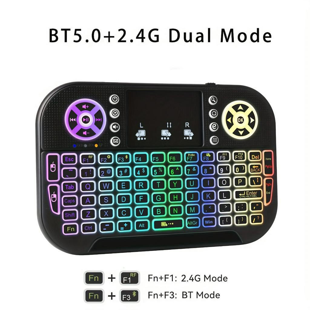 I8s 2.4GHz + BT 5.0, Bàn phím sạc di động Mini có đèn nền RGB Marquee chế độ kép có bàn di động và phím đa phương tiện