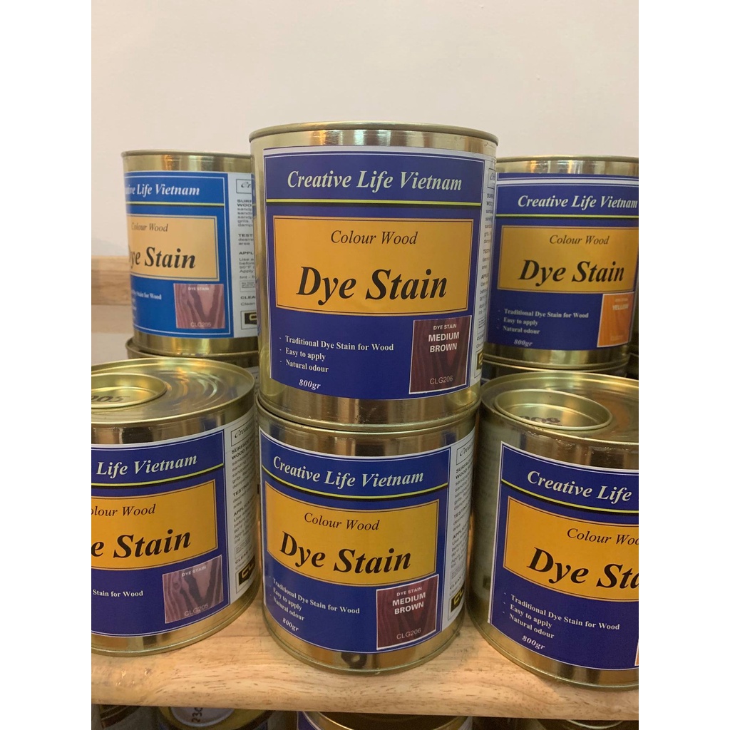 Dye Stain 800g - Sơn lau màu gỗ gốc nước Creative Life Vietnam mã 2xx - 3xx