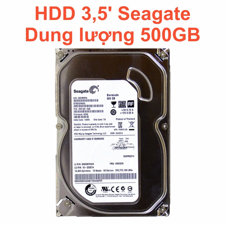 Ổ cứng HDD 3.5&quot; Seagate 500GB  – Chính Hãng – Mới 99% Tháo máy đồng bộ – Bảo hành 1 - 24 tháng