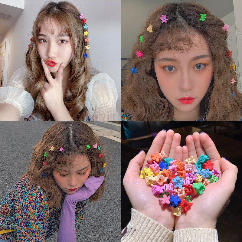 Bộ kẹp tóc mini hình hoa kiểu dáng dễ thương phong cách Hàn Quốc