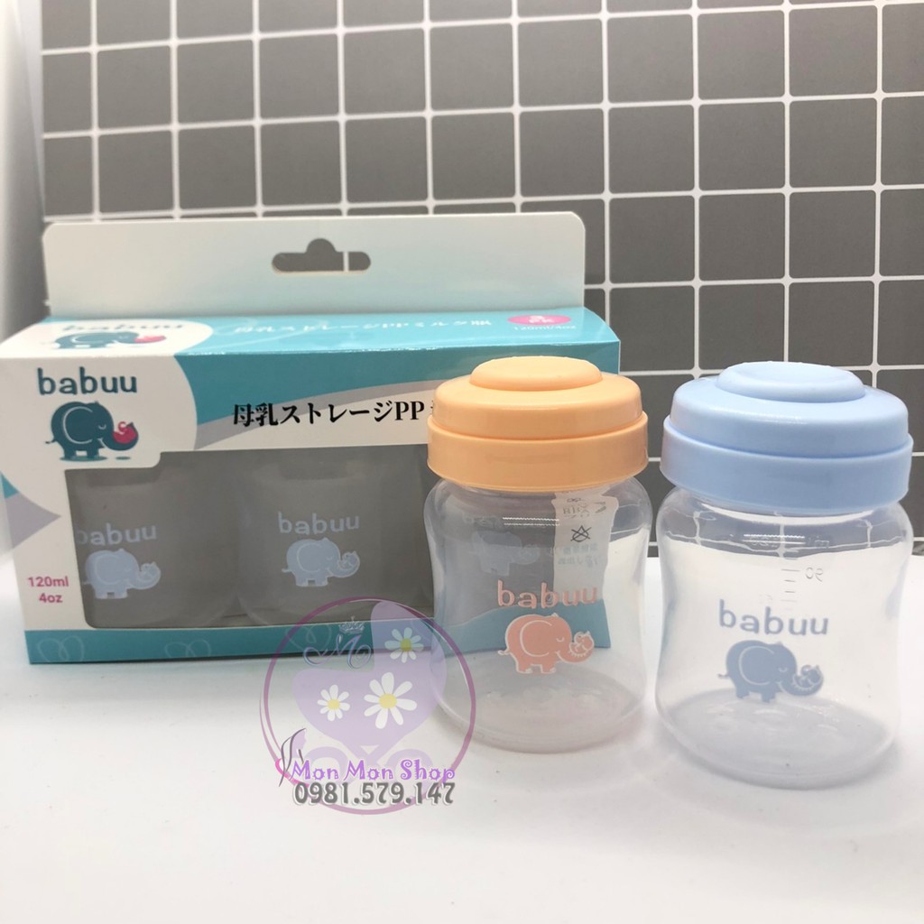 Bộ trữ sữa 3 bình cổ rộng Babuu Baby Nhật Bản 150ml (có tách lẻ)