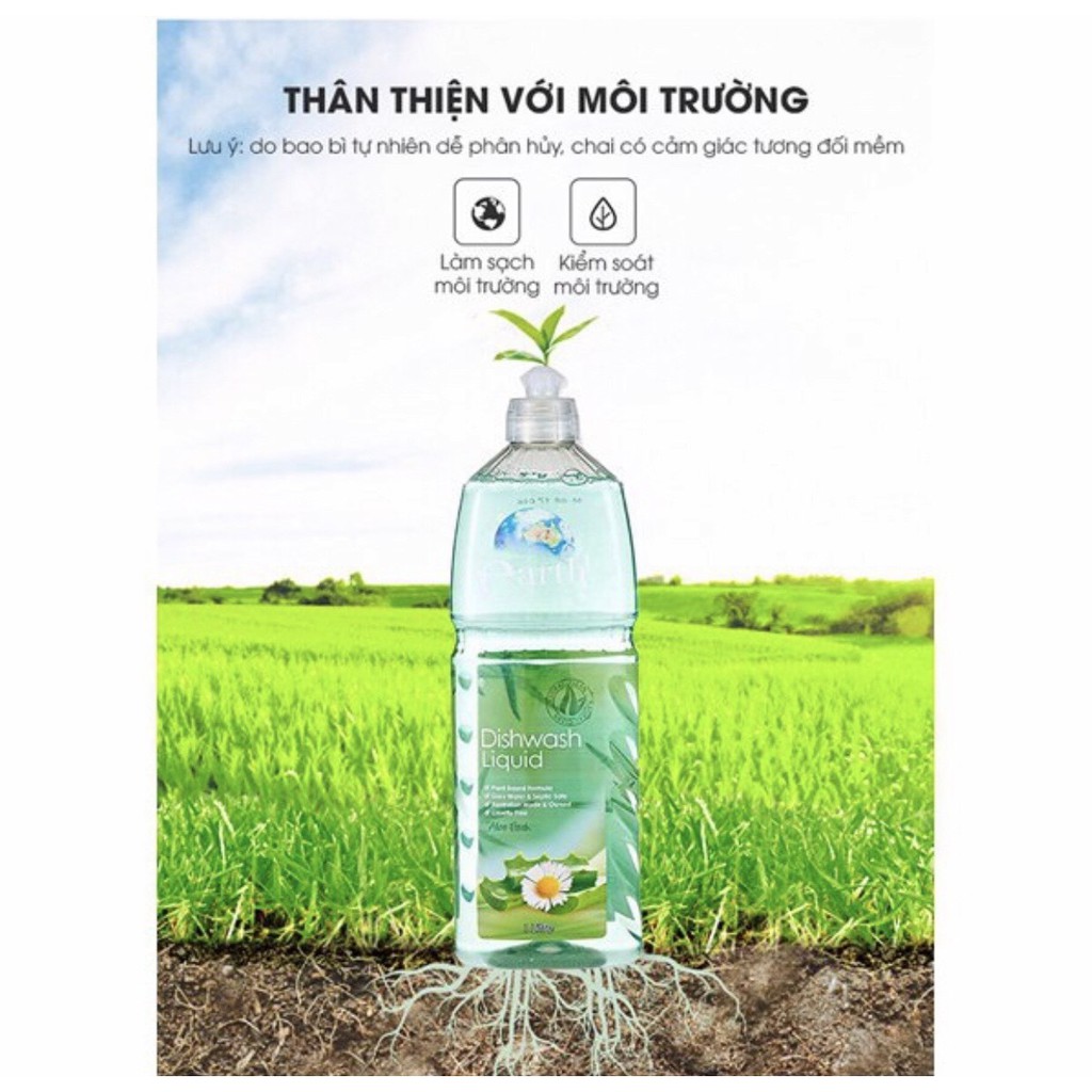 Nước Rửa Chén Cao Cấp Earth Choice Aloe Fresh 1L - Hàng siêu thị