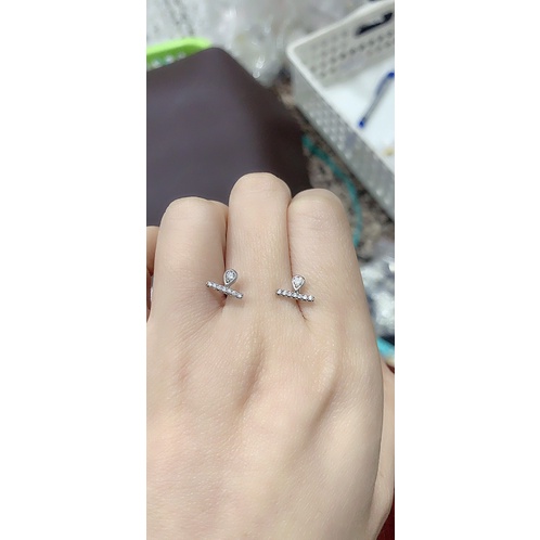 Khuyên tai nụ bạc thật mạ vàng trắng hình giọt nước