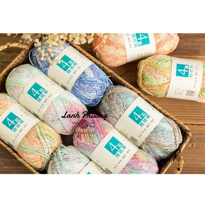 Len Susan's Family 4 Màu Loang Cuộn 50gram Đan Móc Thú Bông, Đồ Em Bé Mềm Mại