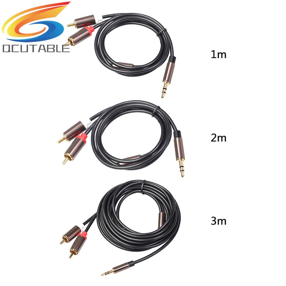 Dây Cáp Âm Thanh Chuyển Đổi Từ Jack 3.5Mm Sang 2 RCA AUX Kích Thước 1/8 inch Sang 2RCA