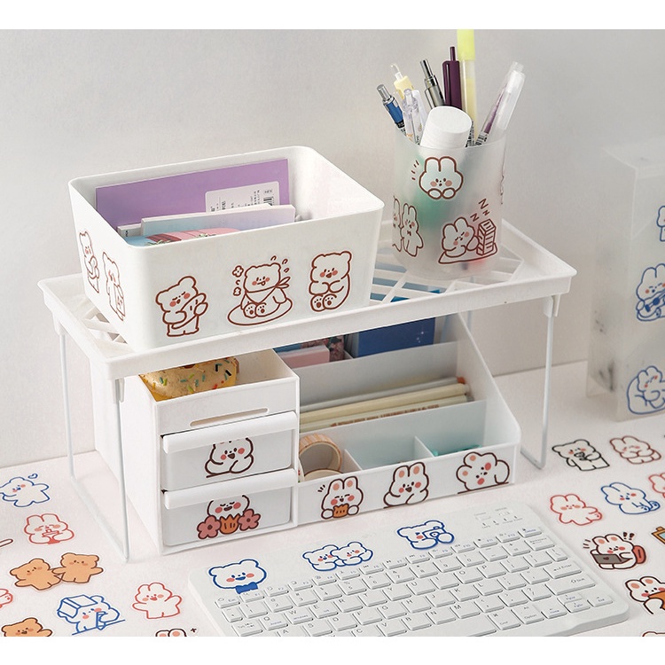 Hộp 40 sticker cute trang trí sổ tay hình dán họa tiết dễ thương chống thấm nước