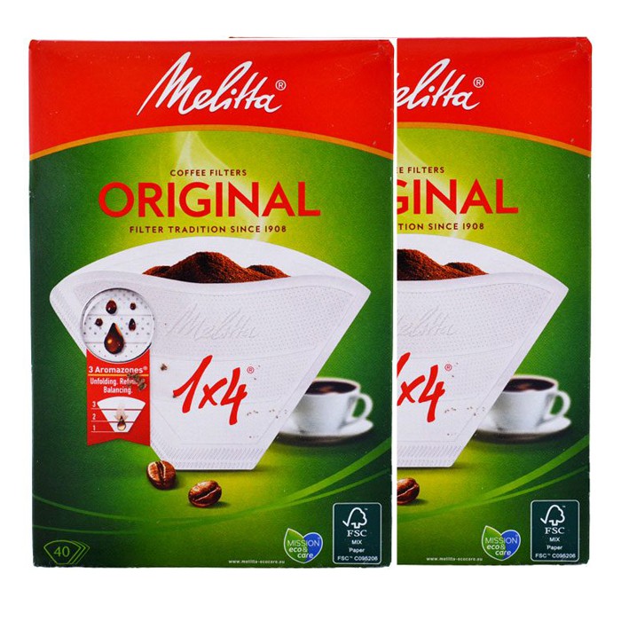 [Bộ 2 hộp] Giấy lọc Cà phê Melitta 1x4- Drip Coffee Paper- Hộp 40 tờ- Hàng chính hãng nhập khẩu từ Đức - NPP Anni Coffee