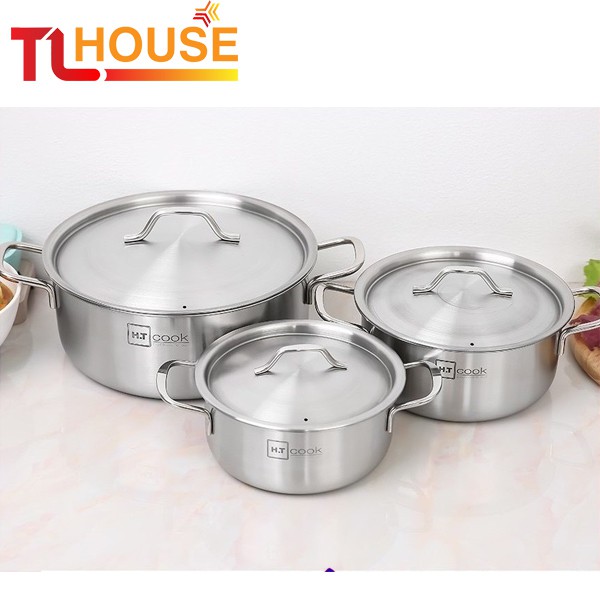 Bộ 3 nồi inox Fivestar HT Cook 16c – 20cm -24cm, xoong cao cấp HT-06DN dùng được bếp từ - TALI HOUSE