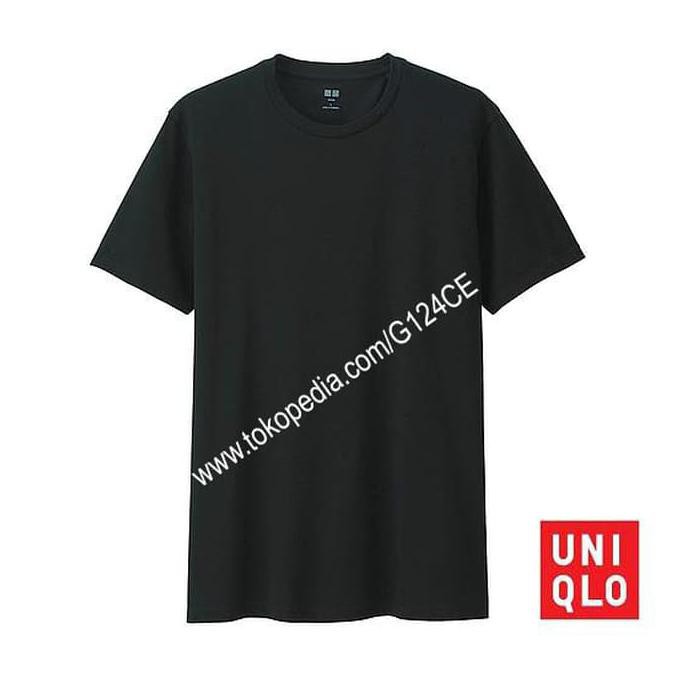 Áo Thun Cotton Cổ Thuyền Màu Đen Uniqlo Supima 180450 Cho Nam