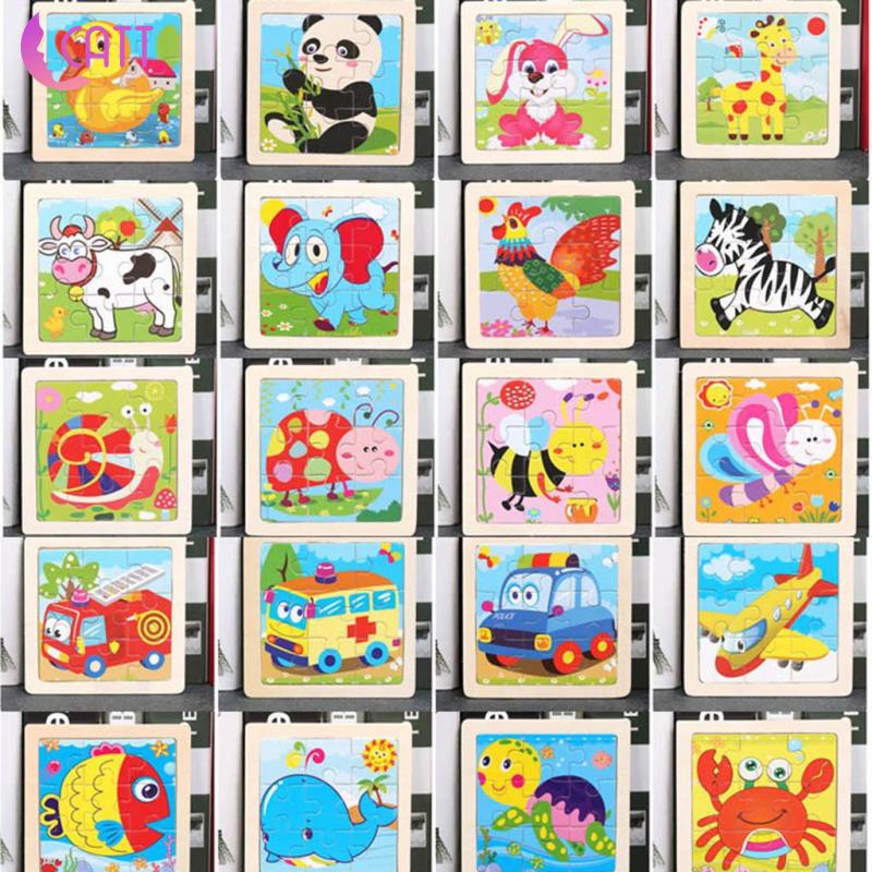 Bộ Đồ Chơi Xếp Hình 9 Mảnh Ghép Bằng Gỗ Hình Động Vật Cho Bé