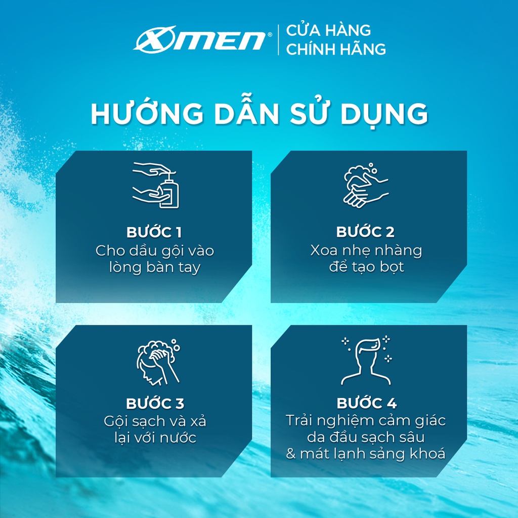 Tắm Gội X-Men Clean &amp; Fresh 2in1 Sạch Sâu 630g tắm gội trong 1 bước với muối khoáng HIMALAYA và bạc hà mát lạnh