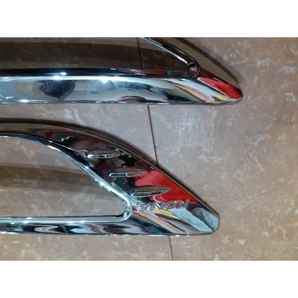 Bộ ốp viền đèn Pha và Hậu mạ crom xe Hyundai Kona form 2018-2021