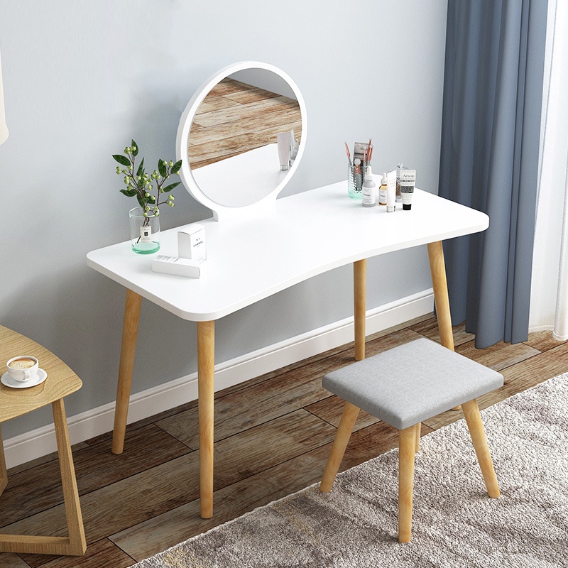 Bộ bàn ghế trang điểm gỗ phong cách BẮC ÂU mã AK08 chống xước, mối mọt , chân gỗ tiện cao cấp to chuẩn phi 5cm - AK08