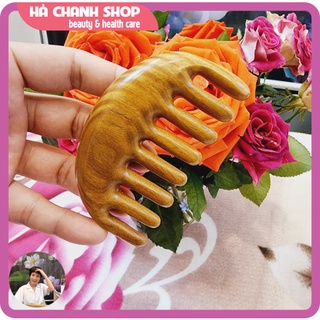 Lược gỗ đàn hương lược gỗ matxa 8 răng to thưa chải thông kinh lạc cơ thể dụng cụ làm đẹp cầm tay spa dưỡng sinh