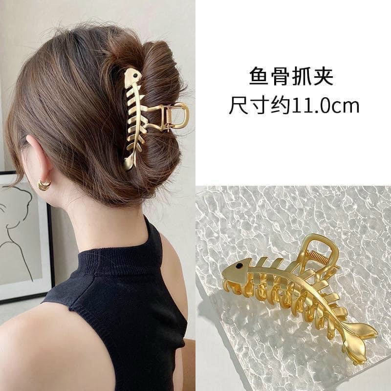 Kẹp Tóc Kim Loại Hình Xương Cá Phong Cách Hàn Quốc