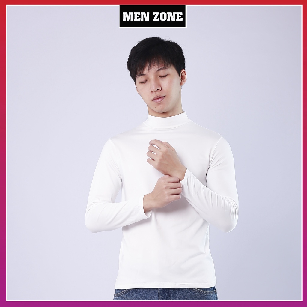 Áo Giữ Nhiệt Nam Lót Nỉ Cổ 5 Phân Siêu Ấm