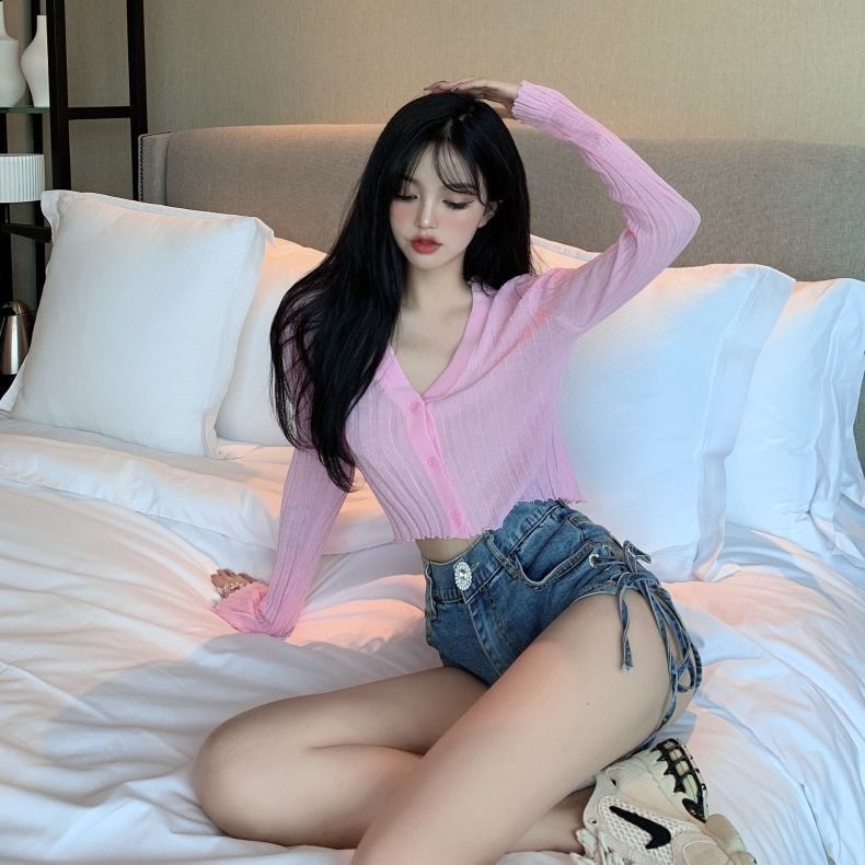 Áo Khoác Cardigan Dệt Kim Tay Dài Cổ Chữ V Chống Nắng Thiết Kế Mới Thời Trang Xuân Hè Cho Nữ