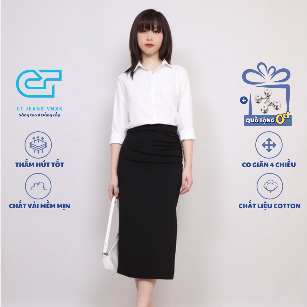 Áo Sơ Mi Nữ Không Nhăn Cộc Tay và Dài Tay Màu Trắng CT Women
