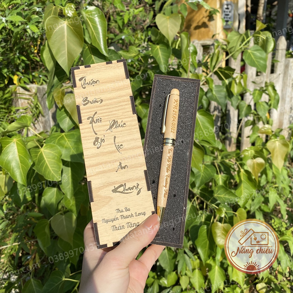 Hộp đựng bút khắc theo yêu cầu, Combo bút và hộp gỗ sịn sò, quà tặng ý nghĩa tặng thầy cô