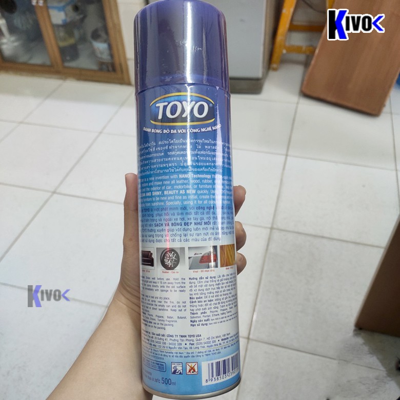 Chai Xịt Bóng Xe Máy TOYO ASSO 500ML - Bình Xịt Nhựa Nhám / Gỗ - Bình Xịt Bóng Da Và Nội Thất Otô - Kivo