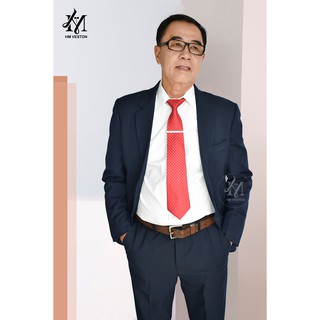 Bộ vest nam màu xanh đen 2 nút + cà vạt + kẹp
