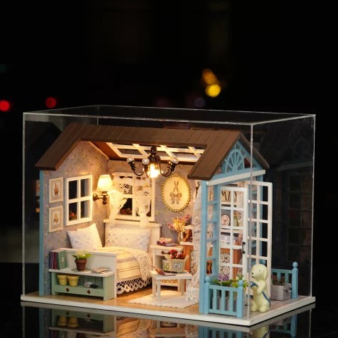 Nhà búp bê DIY Doll House_ BLUE TIME _CÓ MICA+ KEO + DỤNG CỤ