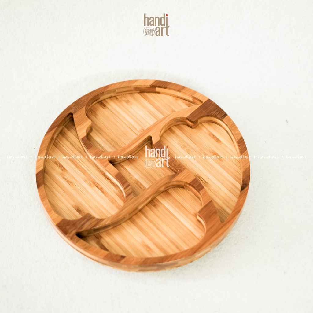 Khay gỗ tre tròn đựng bánh - Khay gỗ tre tròn nhiều ngăn - bamboo wooden tray