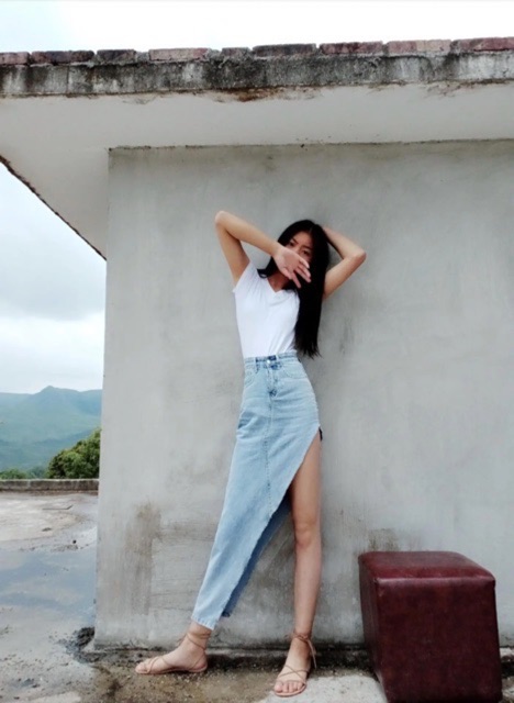 JANE Chân váy  jean denim xẻ tà cạp cao  nữ  mùa hè ẢNH FEELBACK CUỐI 2020 J0103 mẫu mới quyến rũ siêu chất | BigBuy360 - bigbuy360.vn