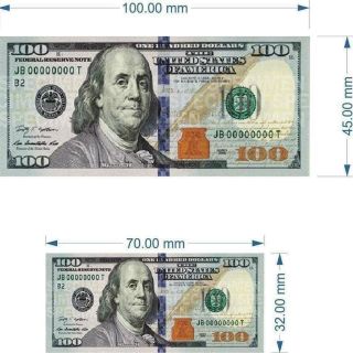 Đồng đô la nhỏ 4x6, to 4,5x10cm trang trí lên bánh kem( Giá 1 tập 20 tờ)