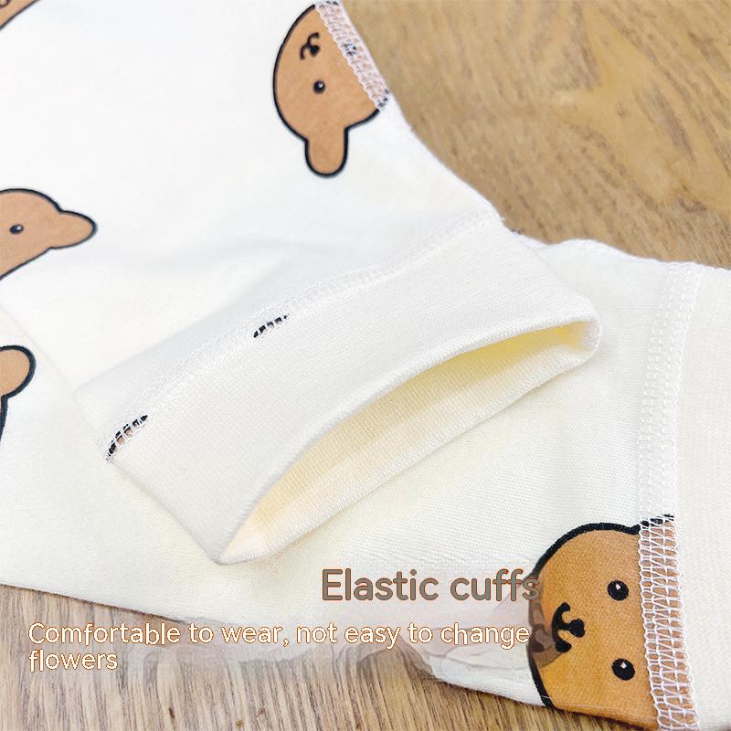 Bộ Quần Áo Vải Cotton Lưng Cao Xẻ Tà Kiểu Hàn Quốc Thời Trang Xuân Thu Cho Bé