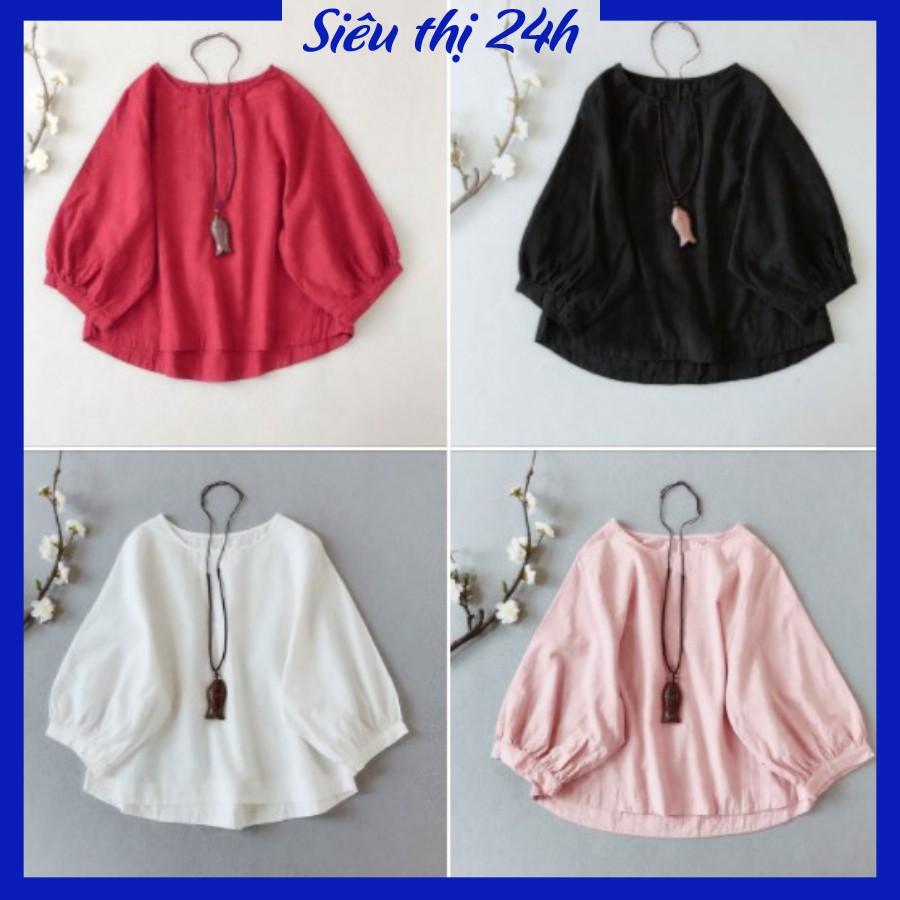 Áo đũi nữ, áo kiểu nữ bigsize, chất liệu Đũi tơ mềm mát, form vừa xinh Siêu thị 24 giờ AKH.46